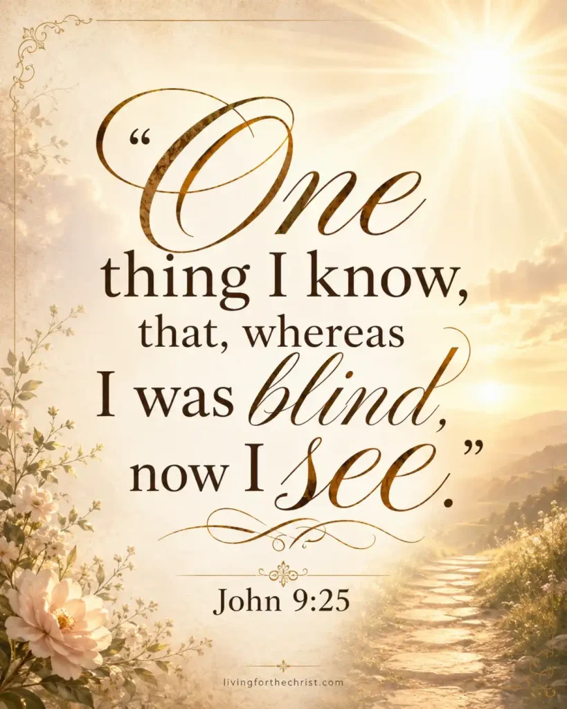 john 9:25 once thing i know i was blind, now I see